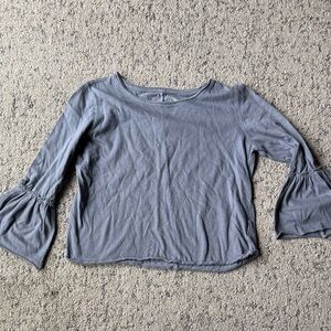 SO Women's Gray Bell Sleeve Blouse